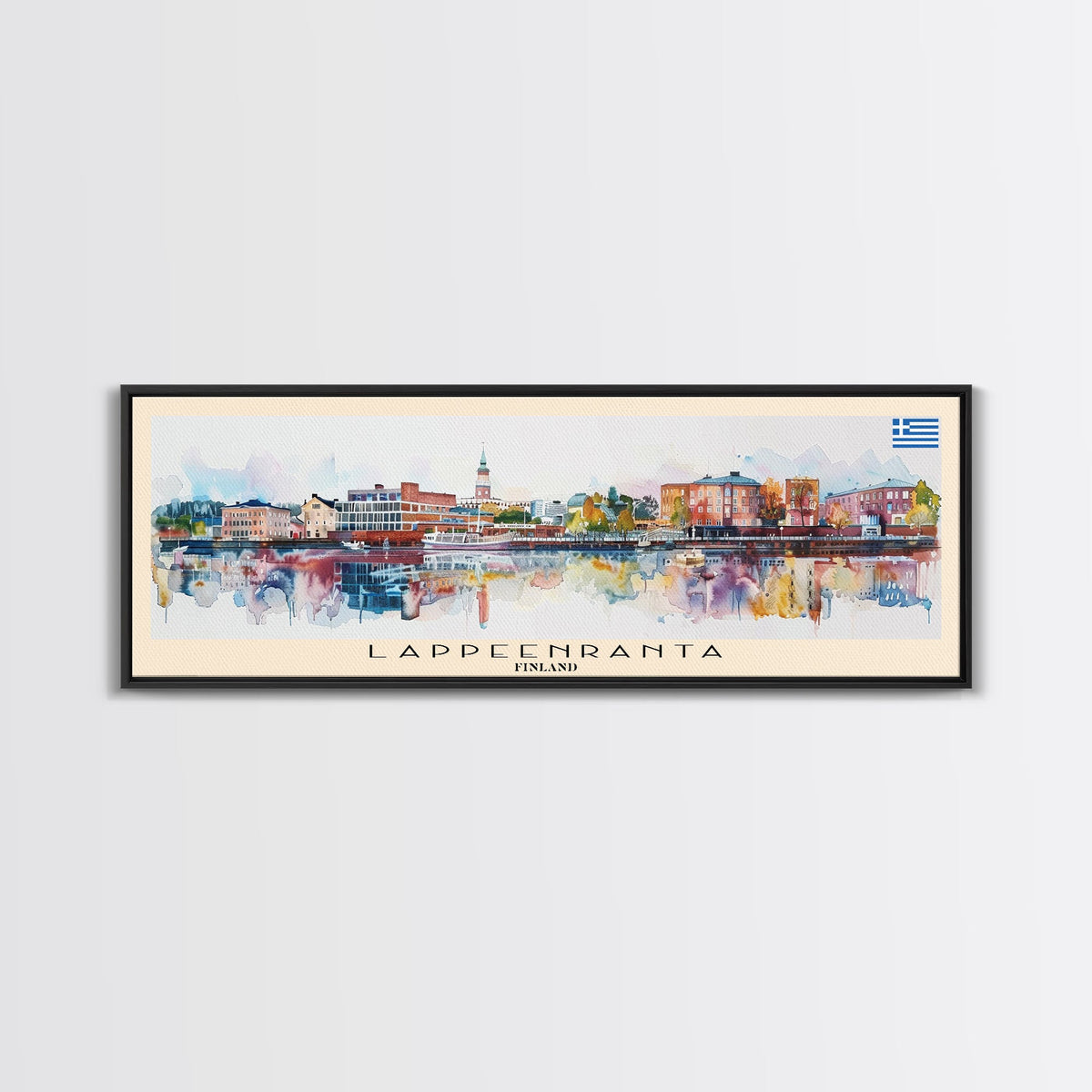 Lappeenranta Finland Panoramic Travel Poster, Framed Canvas Print or Metal Wall Art, Travel Art, Home Decor, Panoramic Painting, Midcentury Art
