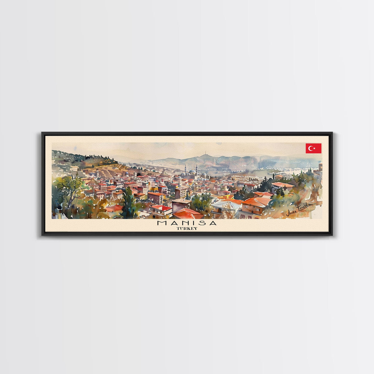 Manisa Turkey Wall Art, Panoramic Travel Poster, Panoramic Framed Canvas Print, City Wall Art, Wall Hanging Home Decor, Travel Art