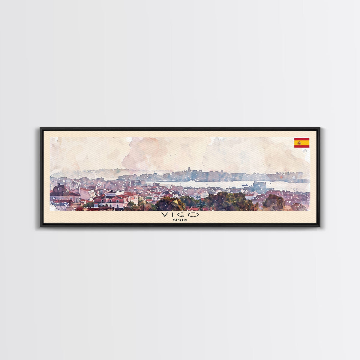 Vigo Spain Wall Art, Panoramic Travel Poster, Panoramic Framed Canvas Print, City Wall Art, Wall Hanging Home Decor, Travel Art