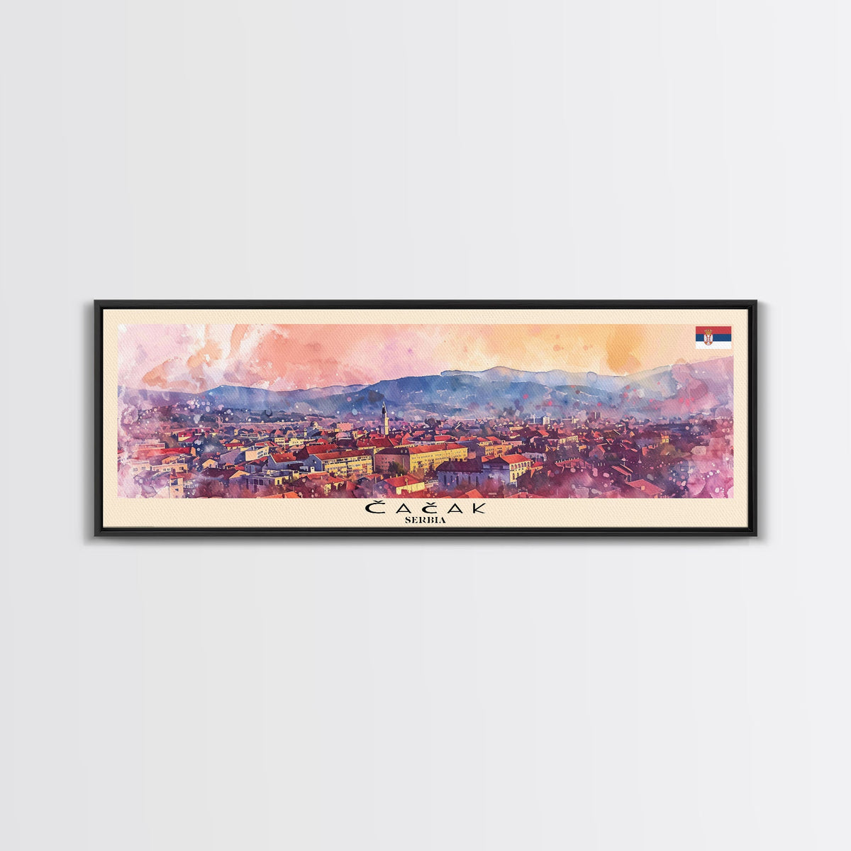 Čačak Serbia Wall Art, Panoramic Travel Poster, Panoramic Framed Canvas Print, City Wall Art, Wall Hanging Home Decor, Travel Art