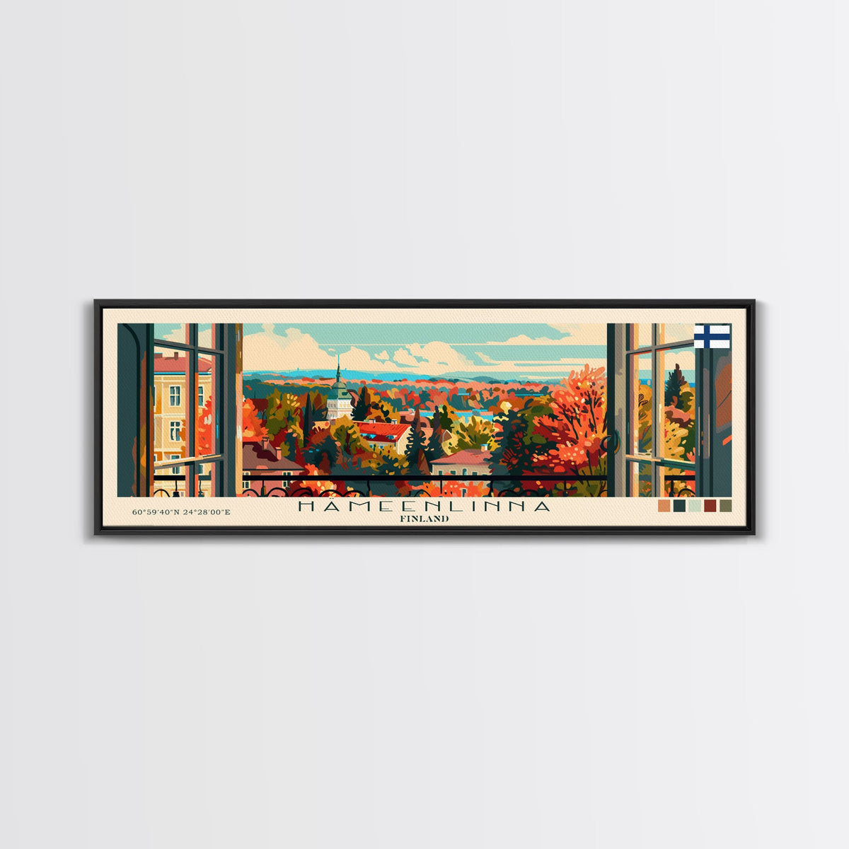 Hameenlinna Finland Travel Art, City Art, Framed Canvas Print or Metal Wall Art, Europe Travel Poster, Panoramic Wall Art, Extra Wide Wall Art