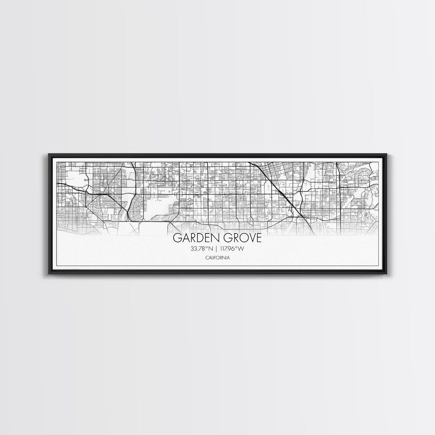Panoramic Garden Grove City Map, California Art, Map Print, Minimalist Wall Art, Canvas Art, Housewarming Gift, Street Map Art, Closing Gift