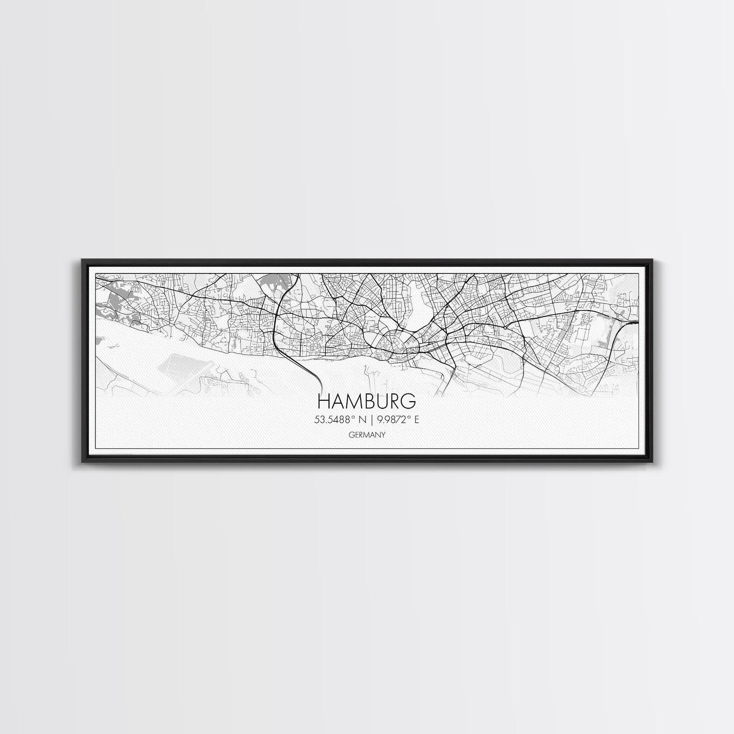 Panoramic Hamburg City Map, Germany Art, Map Print, Minimalist Wall Art, Canvas Art, Housewarming Gift, Street Map Art, Closing Gift