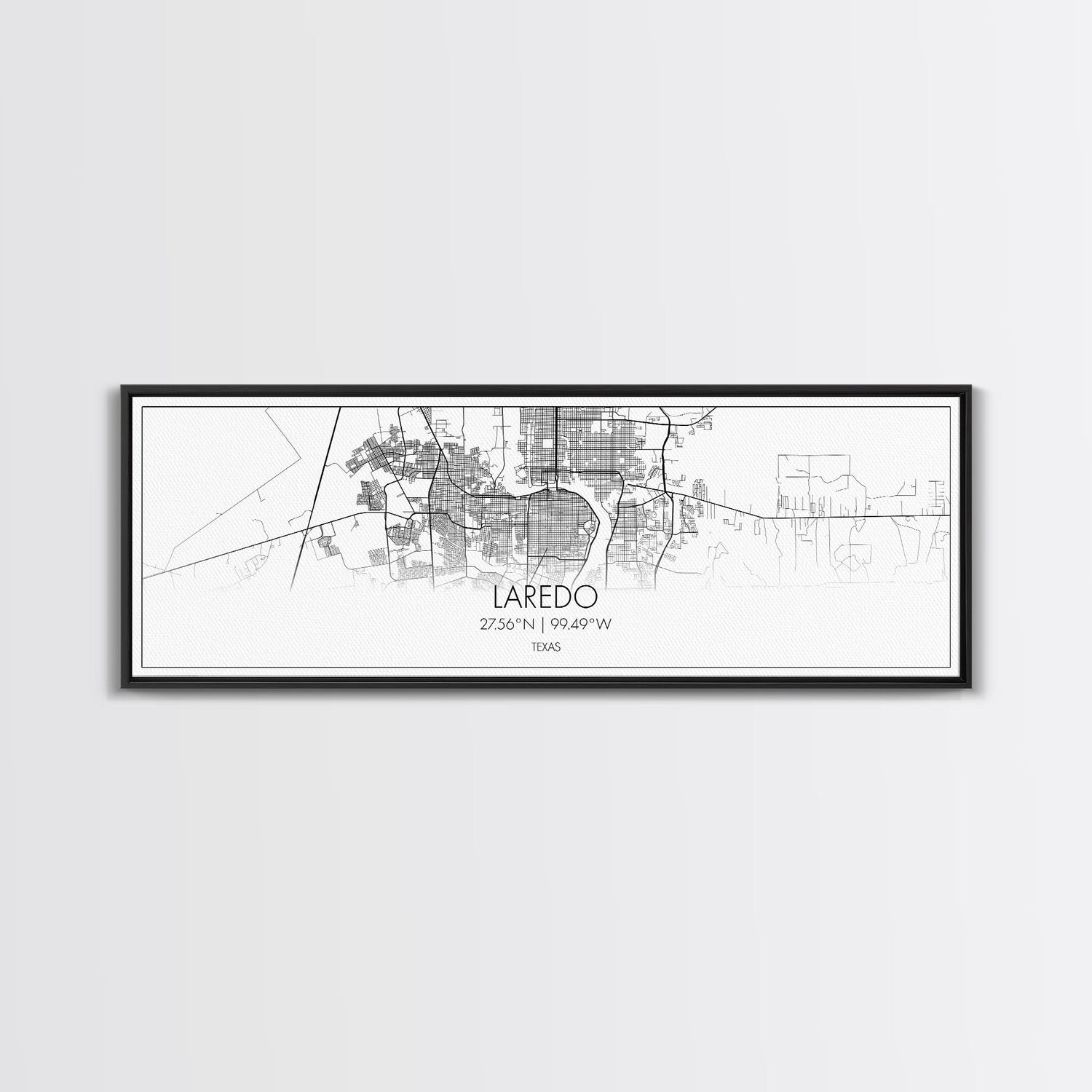 Panoramic Laredo City Map, Texas Art, Map Print, Minimalist Wall Art, Canvas Art, Housewarming Gift, Street Map Art, Closing Gift
