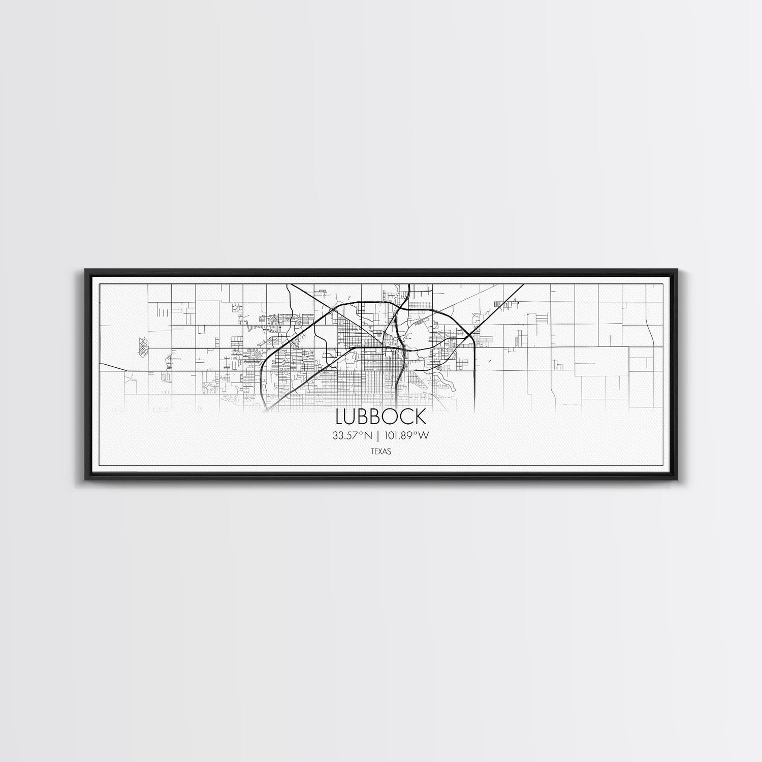 Panoramic Lubbock City Map, Texas Art, Map Print, Minimalist Wall Art, Canvas Art, Housewarming Gift, Street Map Art, Closing Gift