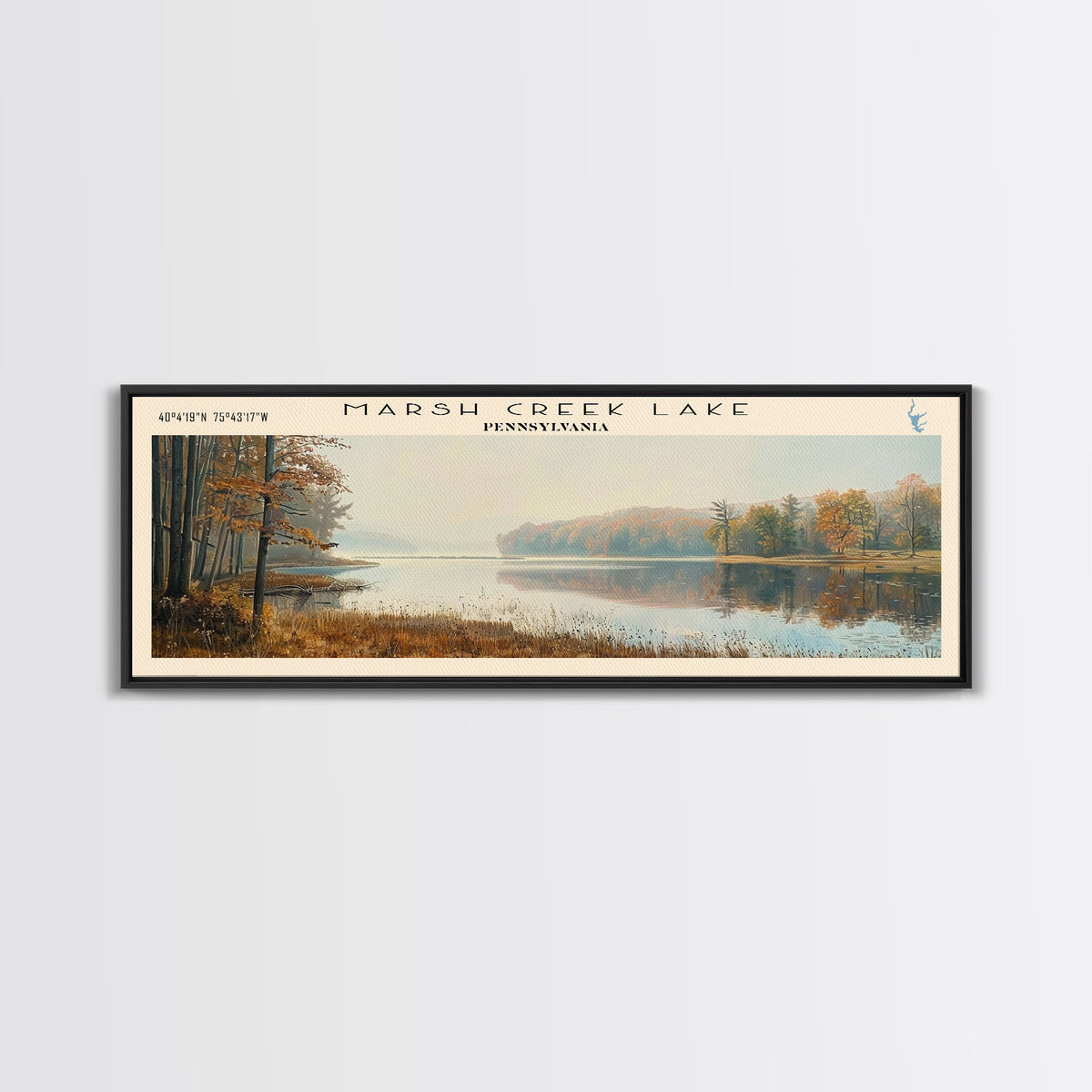 Mono Lake Framed Canvas Print, Lake House Decor, Panoramic Wall Art, Travel Poster, Landscape Painting, Modern Art