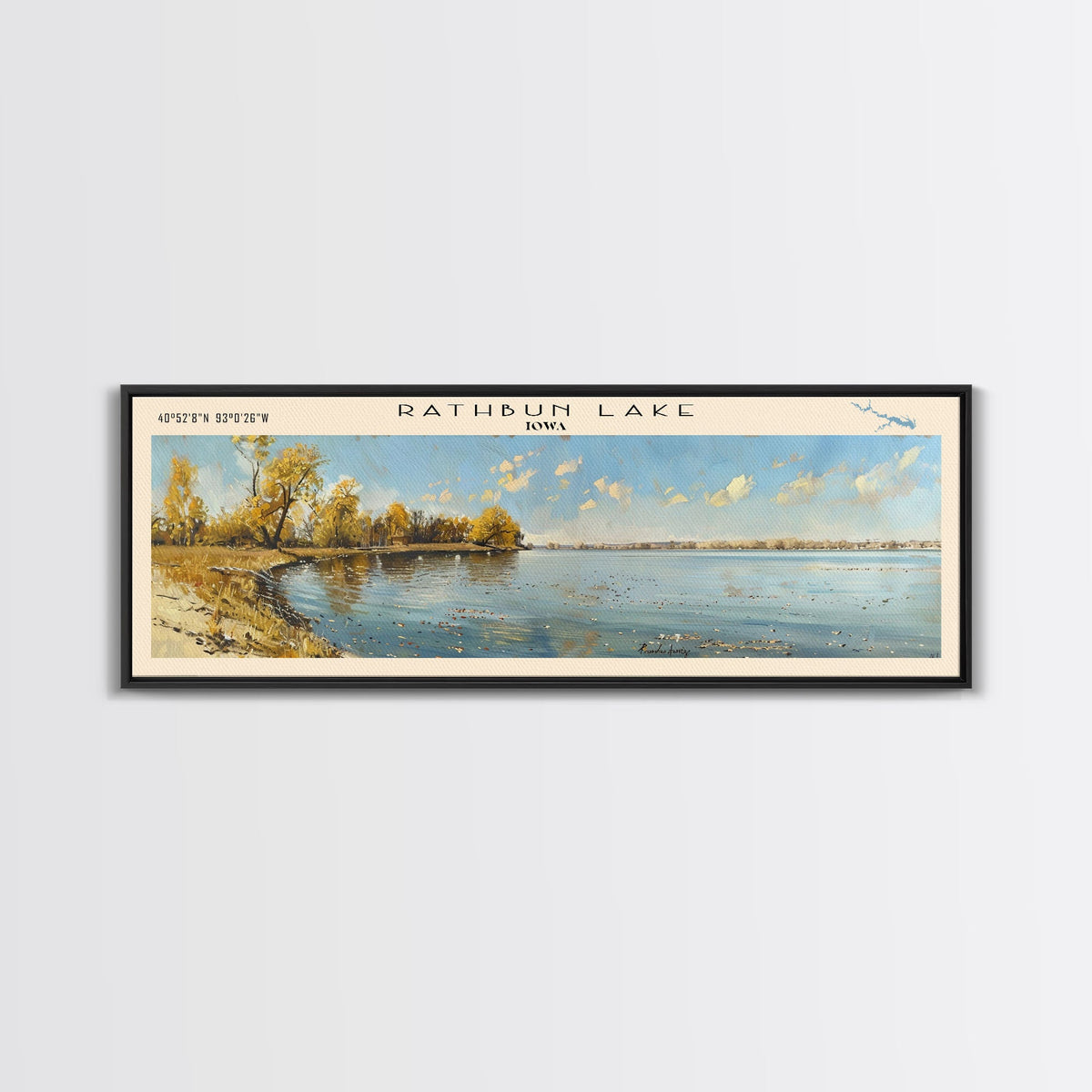 Sardis Lake Mississippi Framed Canvas Print, Lake House Decor, Panoramic Wall Art, Travel Poster, Beautiful Lake Scene, Home Decor