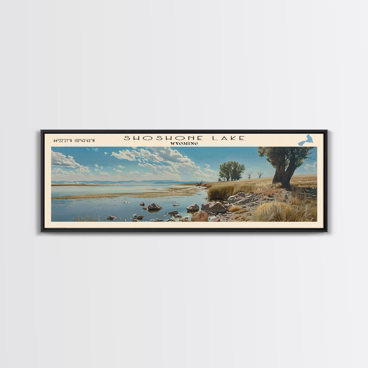 Spooner Lake Nevada Panoramic Framed Canvas Print, Lake House Decor, Wall Art, Travel Poster, Serene Lake Painting, Modern Art