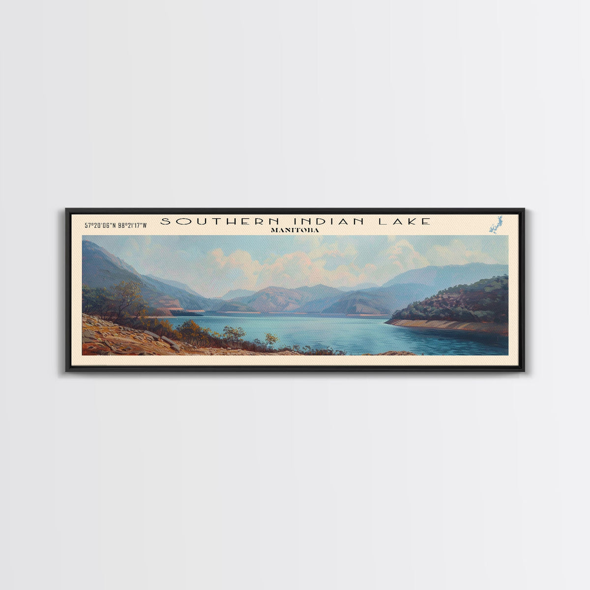 Summit Lake West Virginia Panoramic Wall Art, Framed Canvas Print, Lake House Decor, Travel Poster, Tranquil Landscape, Bedroom Decor