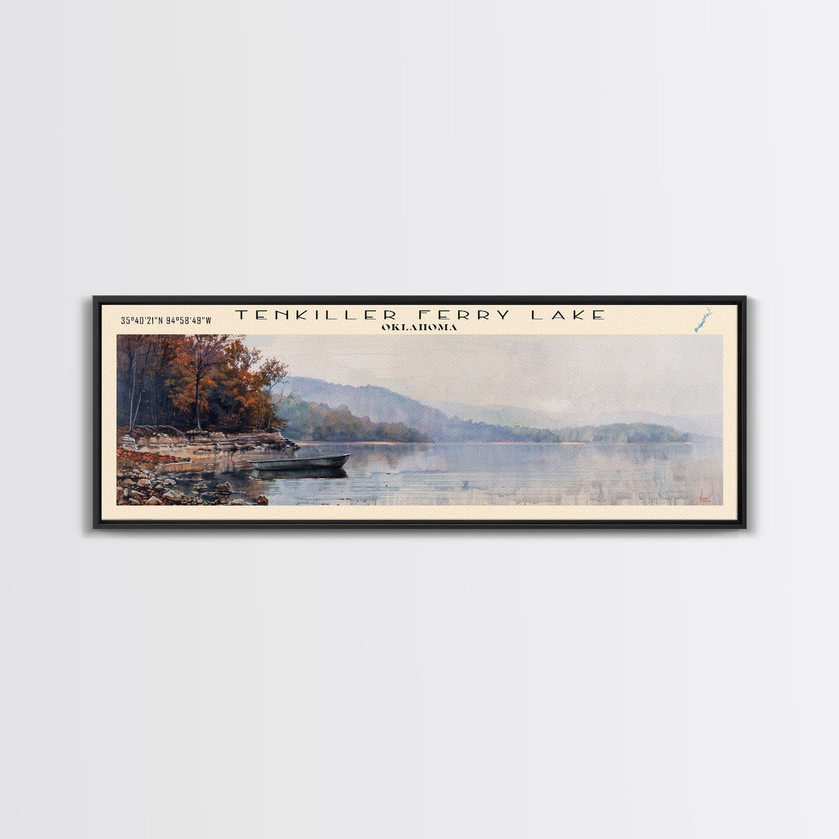 Truman Reservoir Missouri Panoramic Wall Art, Framed Canvas Print, Lake House Decor, Travel Poster, Beautiful Lake Scene, Bedroom Decor