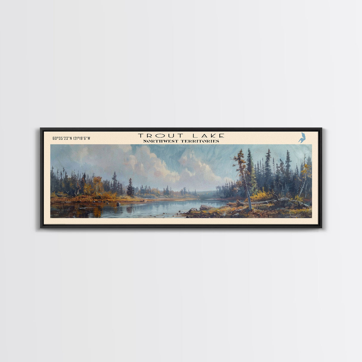Trout Lake Canada Northwest Territories Panoramic Wall Art, Framed Canvas Print, Lake House Decor, Travel Poster, Beautiful Lake Scene, Home Decor