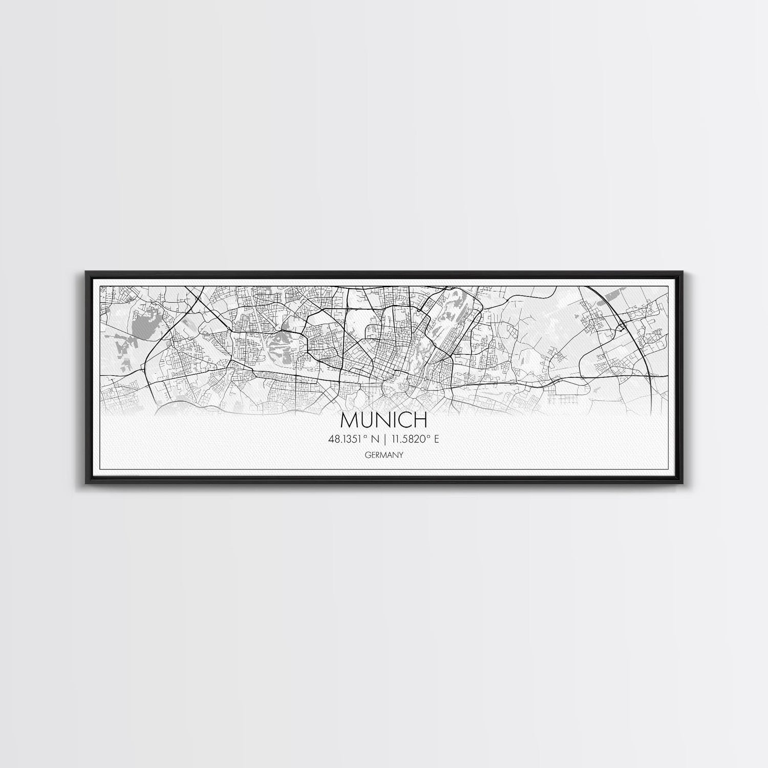 Panoramic Munich City Map, Germany Art, Map Print, Minimalist Wall Art, Canvas Art, Housewarming Gift, Street Map Art, Closing Gift
