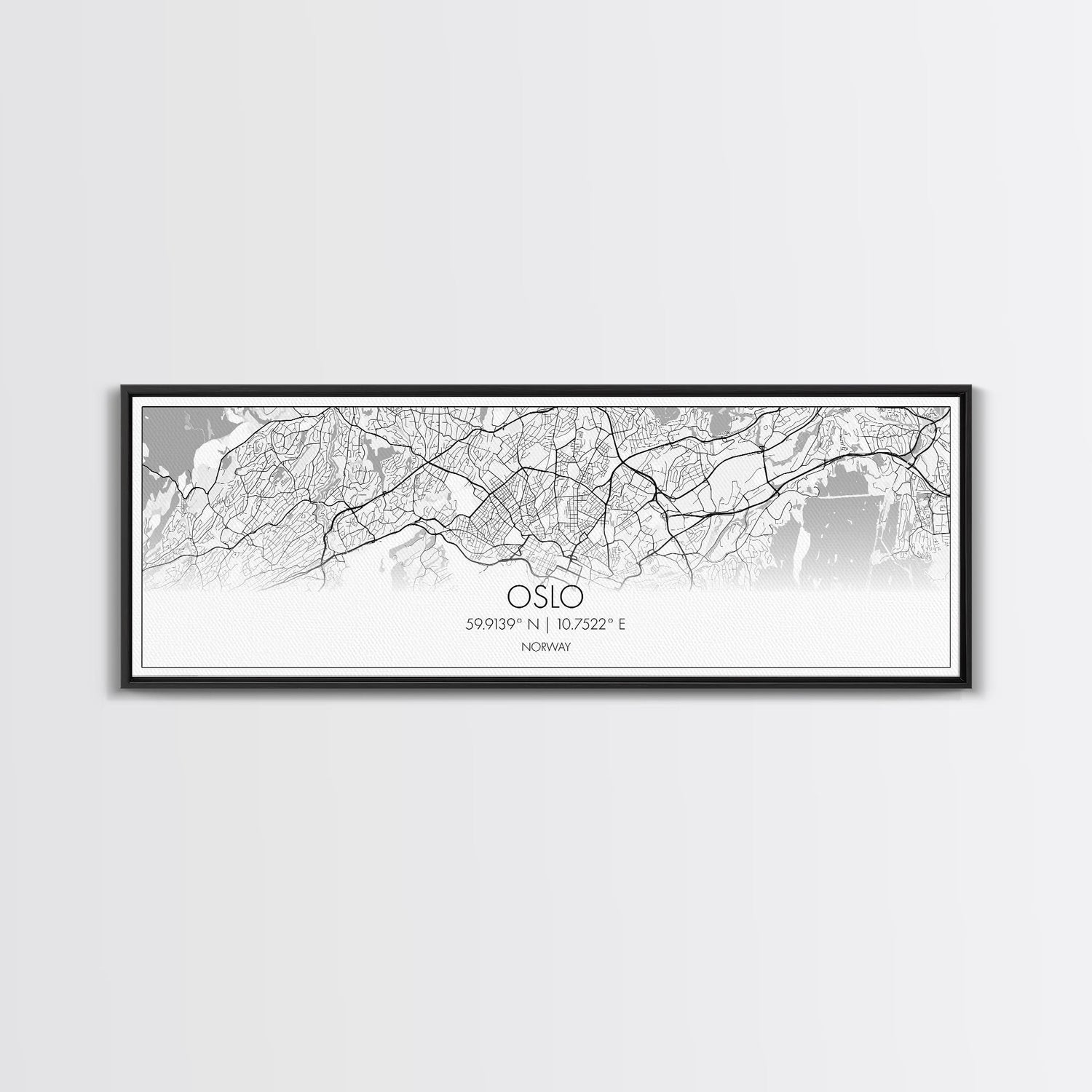 Panoramic Oslo City Map, Norway Art, Map Print, Minimalist Wall Art, Canvas Art, Housewarming Gift, Street Map Art, Closing Gift
