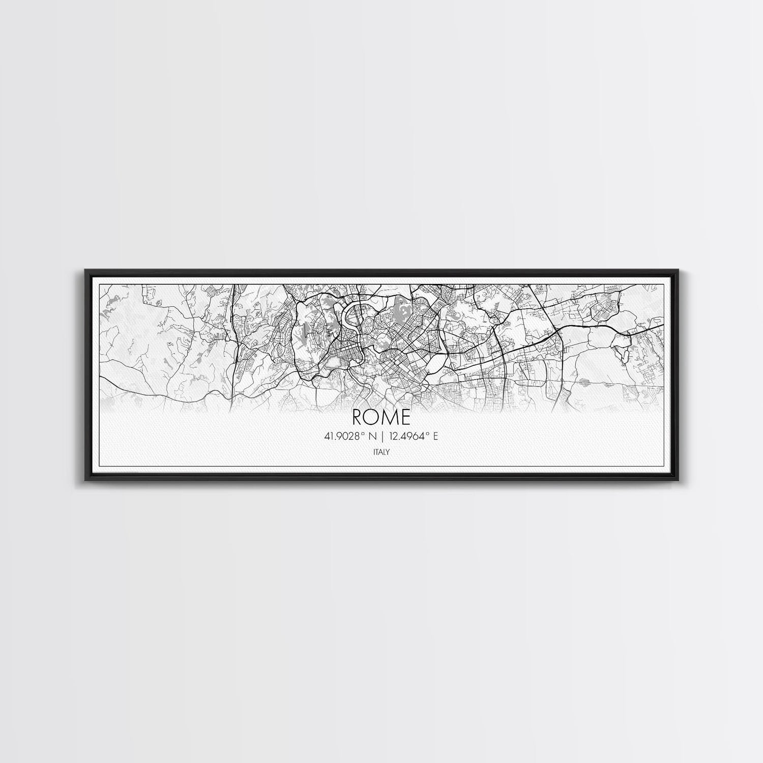 Panoramic Rome City Map, Italy Art, Map Print, Minimalist Wall Art, Canvas Art, Housewarming Gift, Street Map Art, Closing Gift