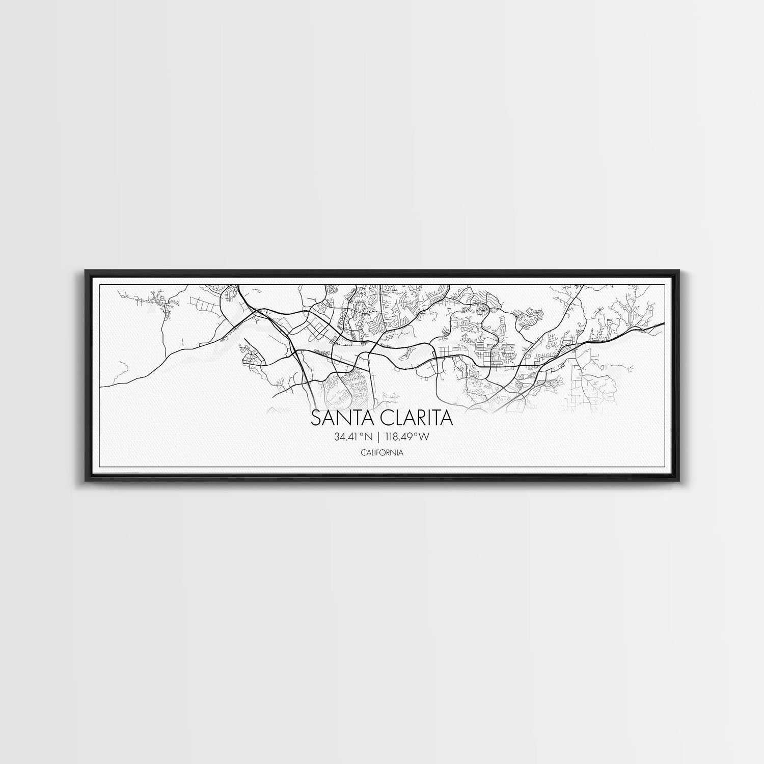 Panoramic Santa Clarita City Map, California Art, Map Print, Minimalist Wall Art, Canvas Art, Housewarming Gift, Street Map, Closing Gift