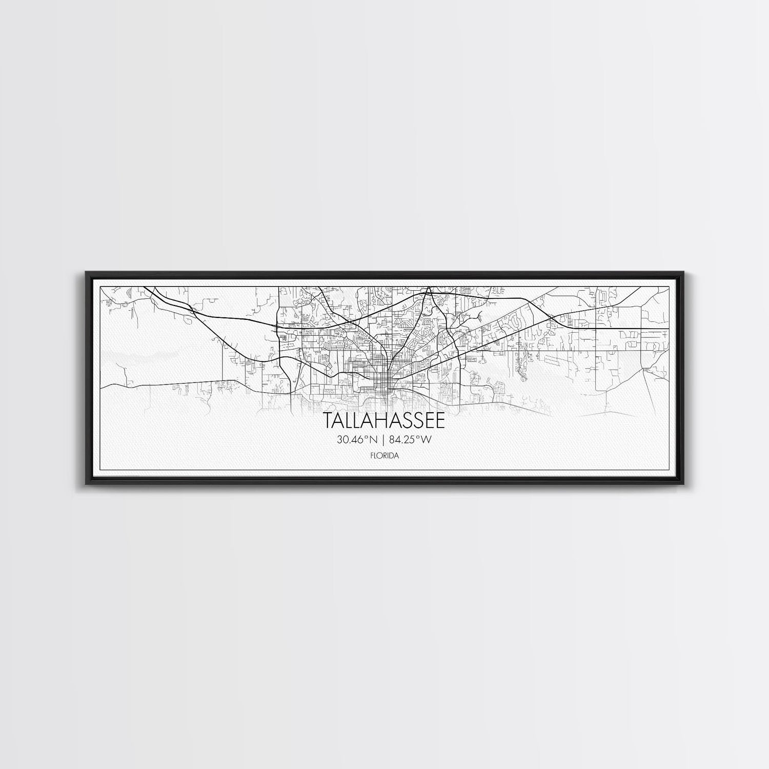 Panoramic Tallahassee City Map, Florida Art, Map Print, Minimalist Wall Art, Canvas Art, Housewarming Gift, Street Map Art, Closing Gift