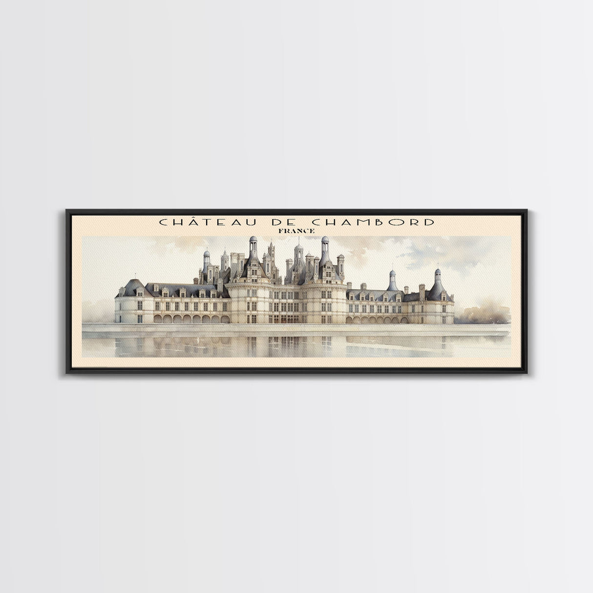 Château de Chambord Travel Poster Print, Framed Canvas Print, COUNTRY Travel Art, Wood Framed Art, Wall Hanging, Home Decor