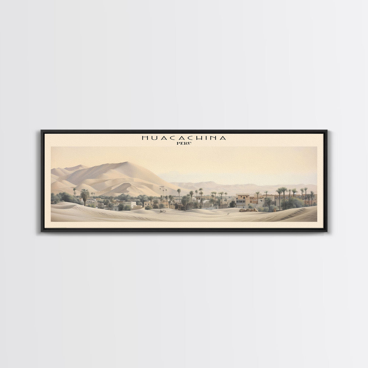 Huacachina Travel Poster Print, Framed Canvas Print, COUNTRY Travel Art, Wood Framed Art, Wall Hanging, Home Decor