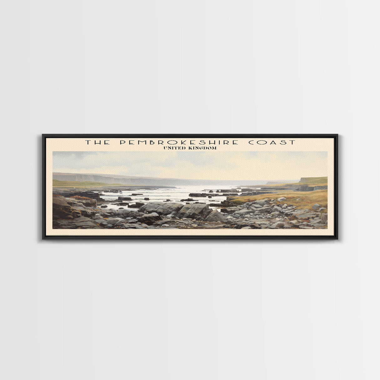 The Pembrokeshire Coast Travel Poster Print, Framed Canvas Print, COUNTRY Travel Art, Wood Framed Art, Wall Hanging, Home Decor