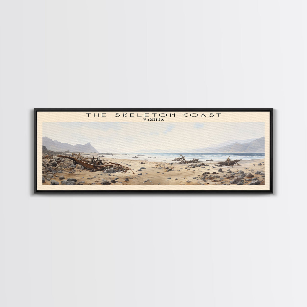 The Skeleton Coast Travel Poster Print, Framed Canvas Print, COUNTRY Travel Art, Wood Framed Art, Wall Hanging, Home Decor