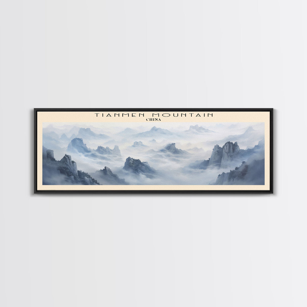 Tianmen Mountain Travel Poster Print, Framed Canvas Print, COUNTRY Travel Art, Wood Framed Art, Wall Hanging, Home Decor