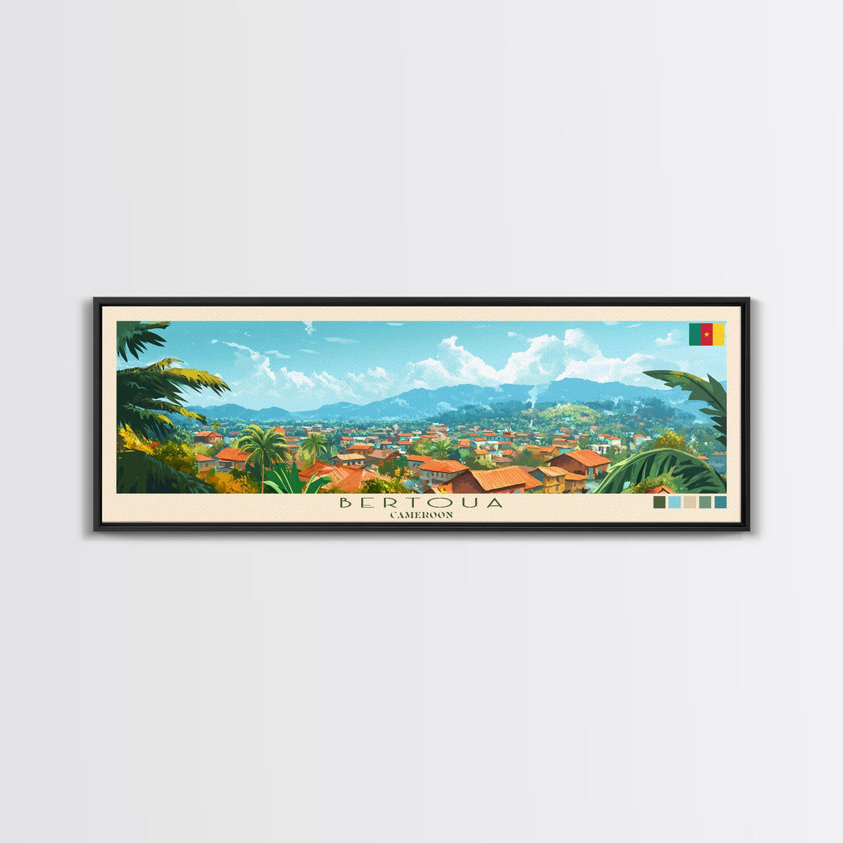 Bertoua, Cameroon Travel Poster Panoramic Canvas Print, Bertoua, Cameroon Painting, Cameroon Art, Bertoua Travel Art, Guest Room Painting