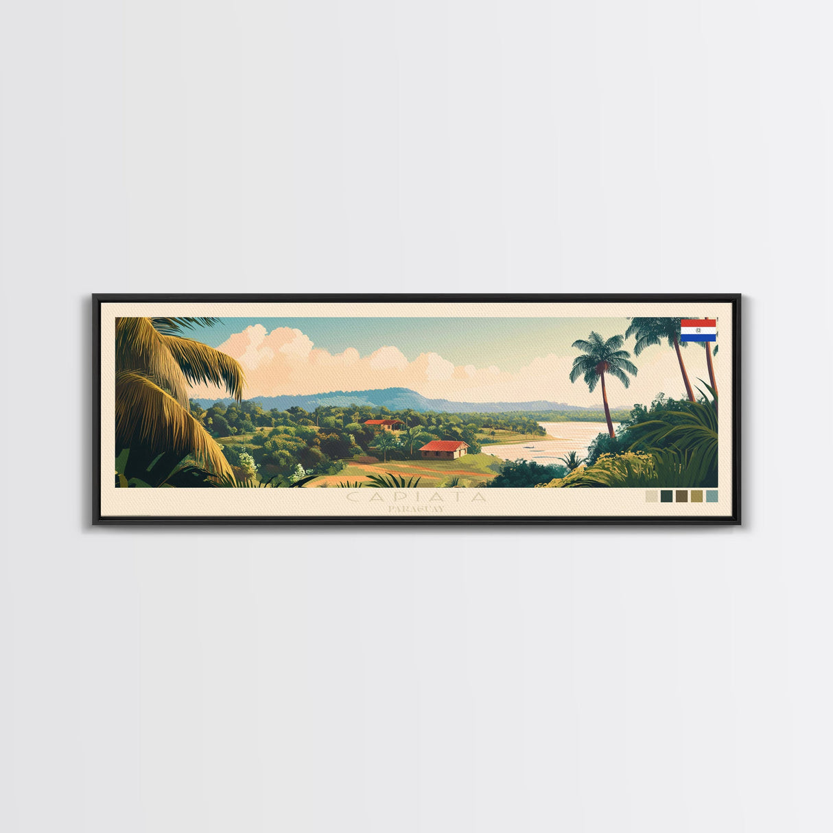 Capiata, Paraguay Panoramic Travel Poster Canvas Print, Capiata, Paraguay Painting, Paraguay Art, Capiata Travel Art, Living Room Painting