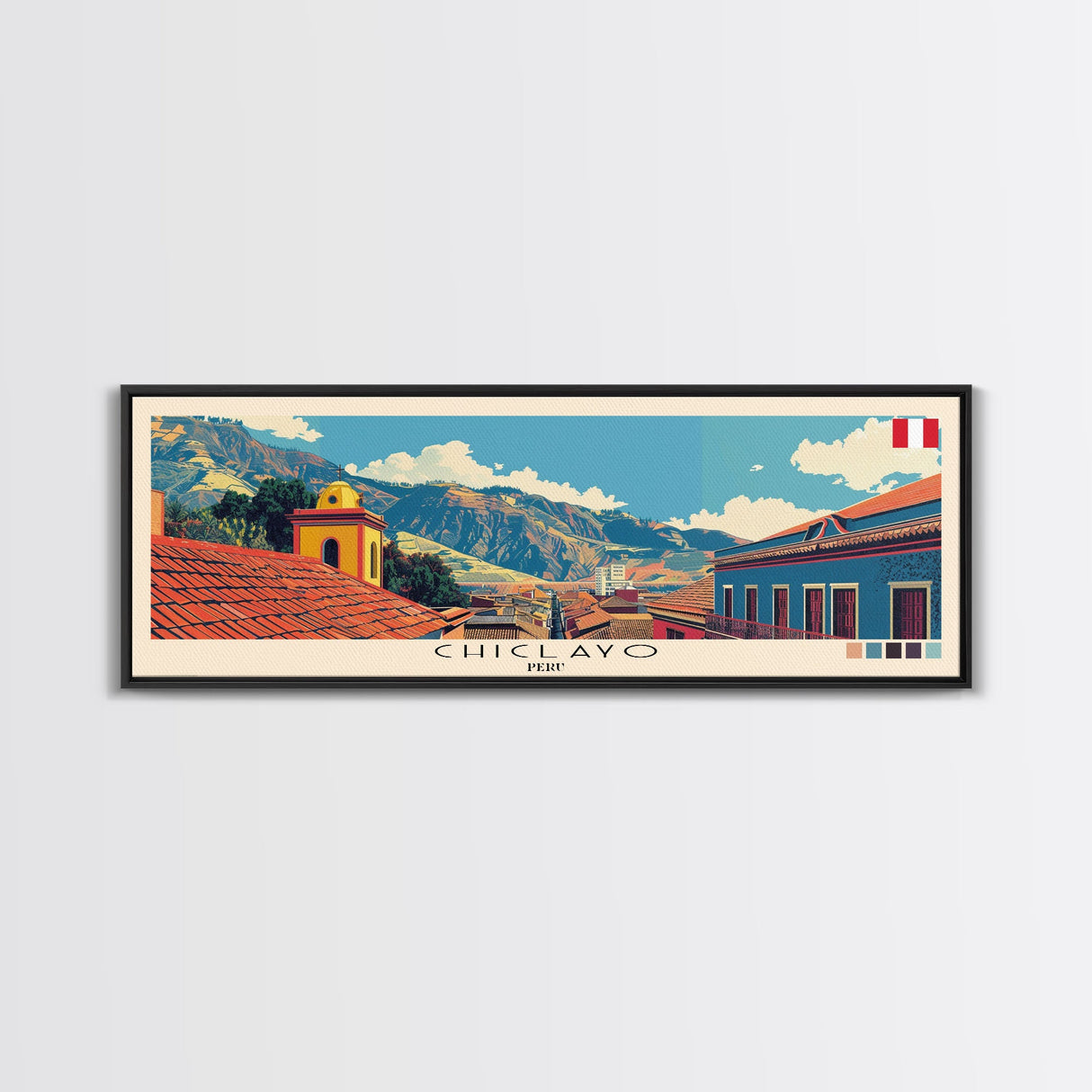 Chiclayo, Peru Panoramic Canvas Print, Chiclayo, Peru Painting, Peru Art, Chiclayo Travel Poster, Travel Art, Guest Room Painting