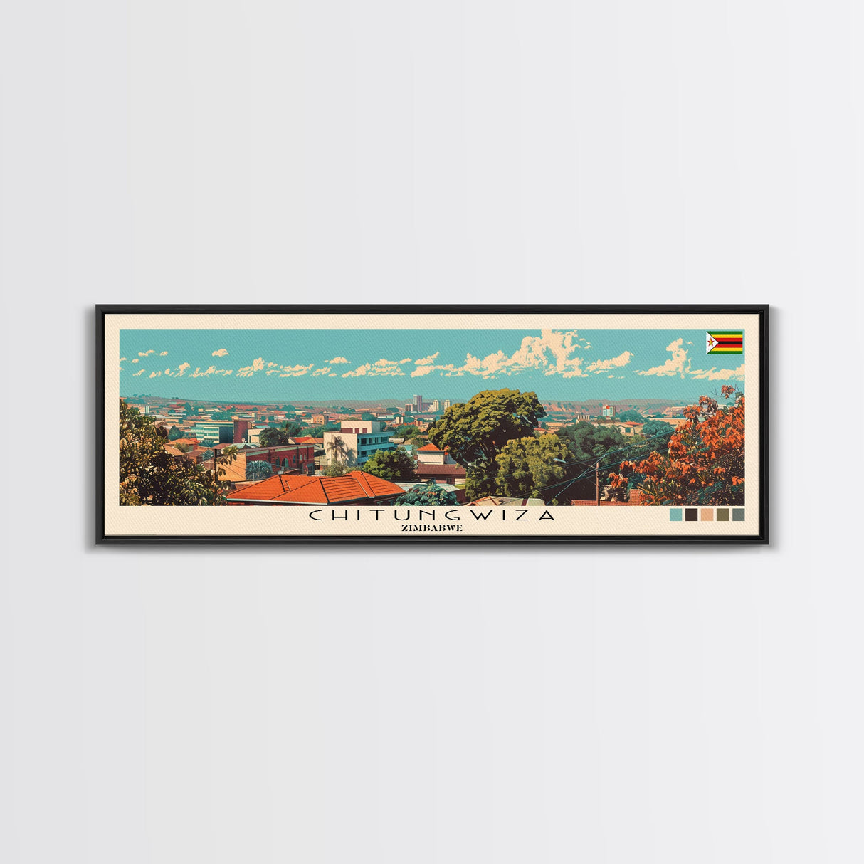 Chitungwiza, Zimbabwe Panoramic Canvas Print, Chitungwiza, Zimbabwe Painting, Zimbabwe Art, Chitungwiza Travel Poster, Travel Art, Vacation Gift