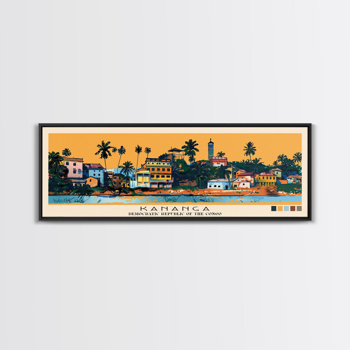 Kananga, Congo Panoramic Canvas Print, Kananga, Congo Painting, Congo Art, Kananga Travel Poster, Travel Art, Housewarming Gift