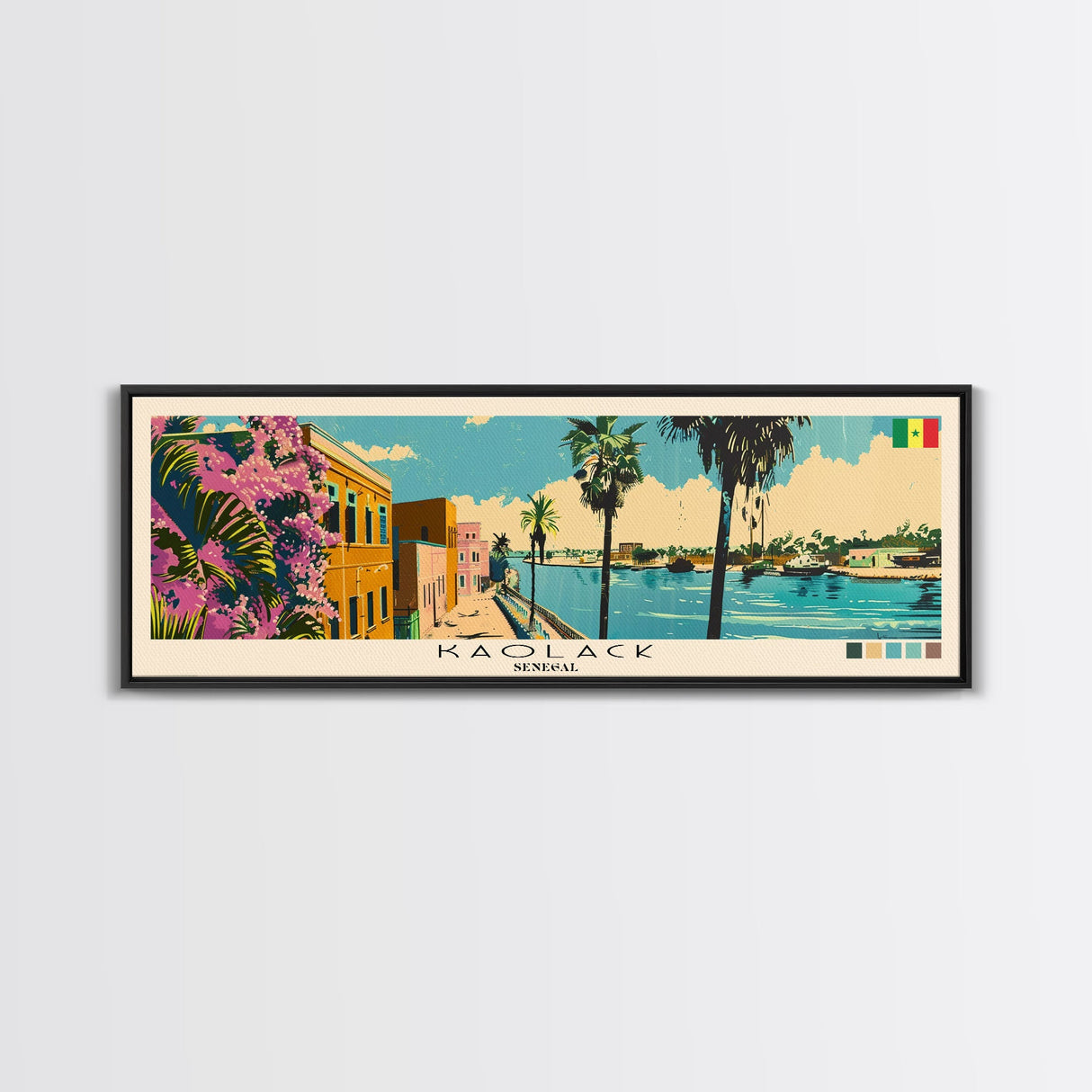 Kaolack, Senegal Panoramic Canvas Print, Kaolack, Senegal Painting, Senegal Art, Kaolack Travel Poster, Travel Art, Living Room Painting