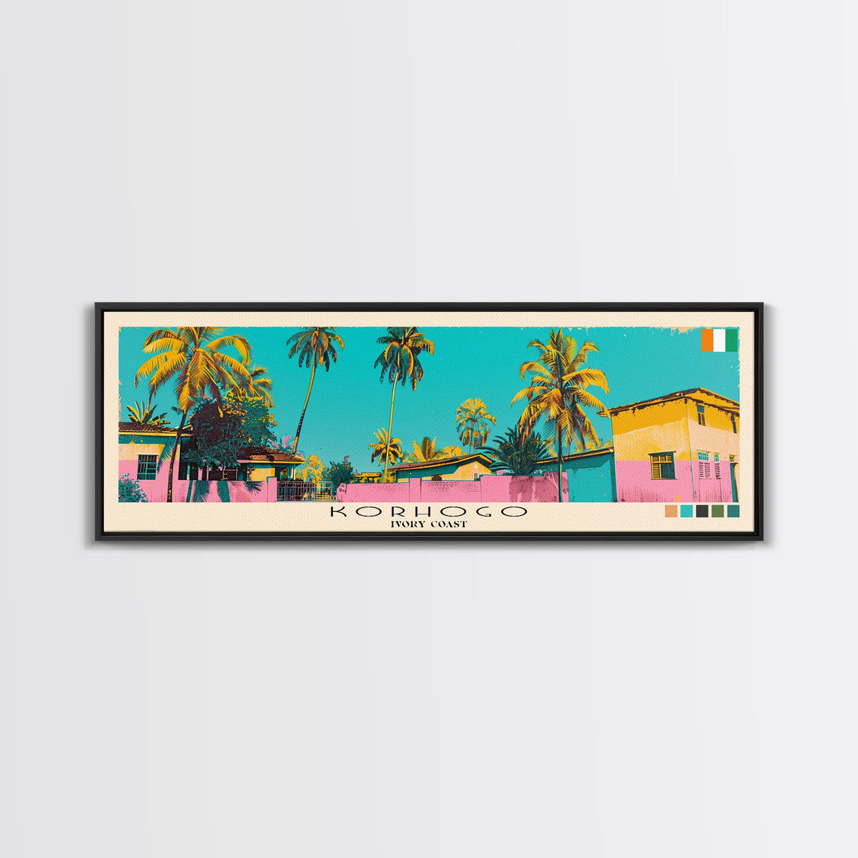 Korhogo, Ivory Coast Panoramic Canvas Print, Korhogo, Ivory Coast Painting, Ivory Coast Art, Korhogo Travel Poster, Travel Art, Vacation Gift