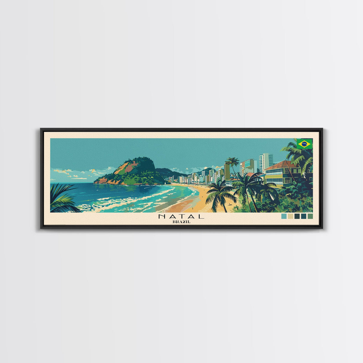 Natal, Brazil Panoramic Canvas Print, Natal, Brazil Painting, Brazil Art, Natal Travel Poster, Travel Art, Guest Room Painting