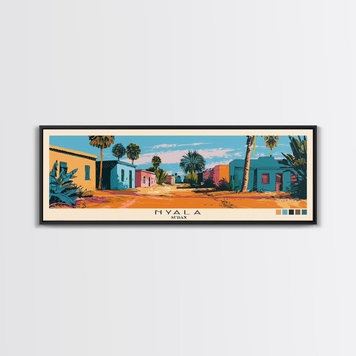Nyala, Sudan Panoramic Canvas Print, Nyala, Sudan Painting, Sudan Art, Nyala Travel Poster, Travel Art, Guest Room Painting
