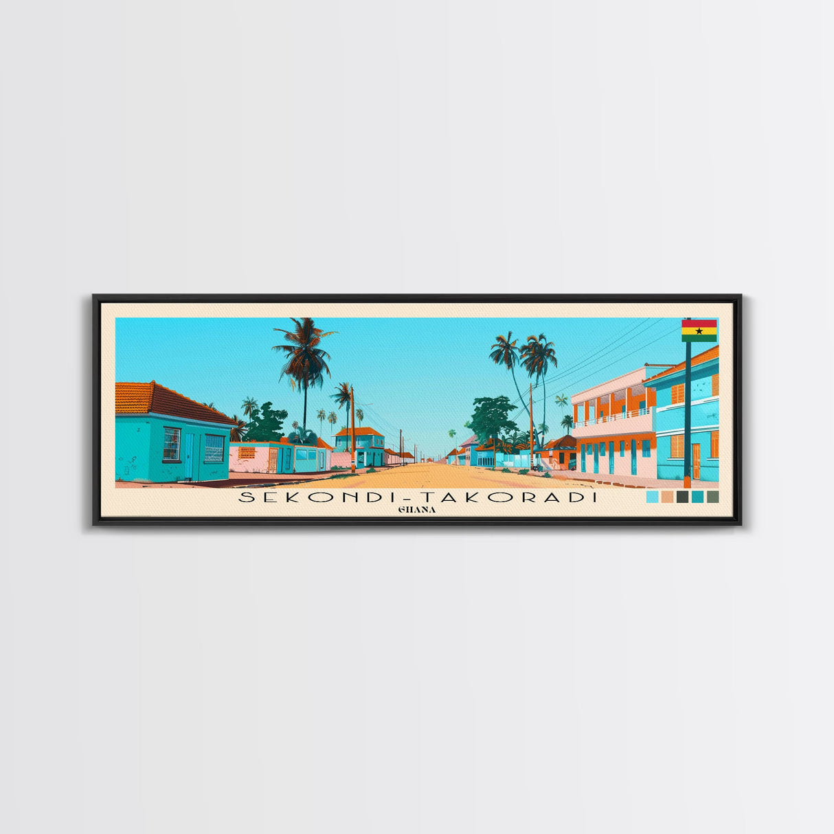 Sekondi-Takoradi, Ghana Panoramic Canvas Print, Sekondi-Takoradi, Ghana Painting, Ghana Art, Sekondi-Takoradi Travel Poster, Travel Art, Guest Room Painting