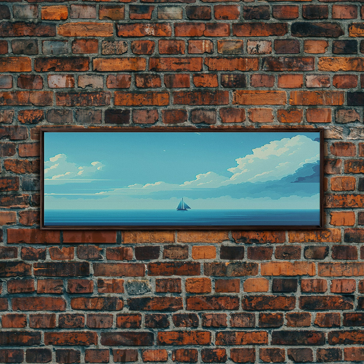 Just You, Me, and the Sea - Nautical Art - Sail Boat on the Open Ocean - Framed Canvas Print - Panoramic Art - Ultra Wide Art