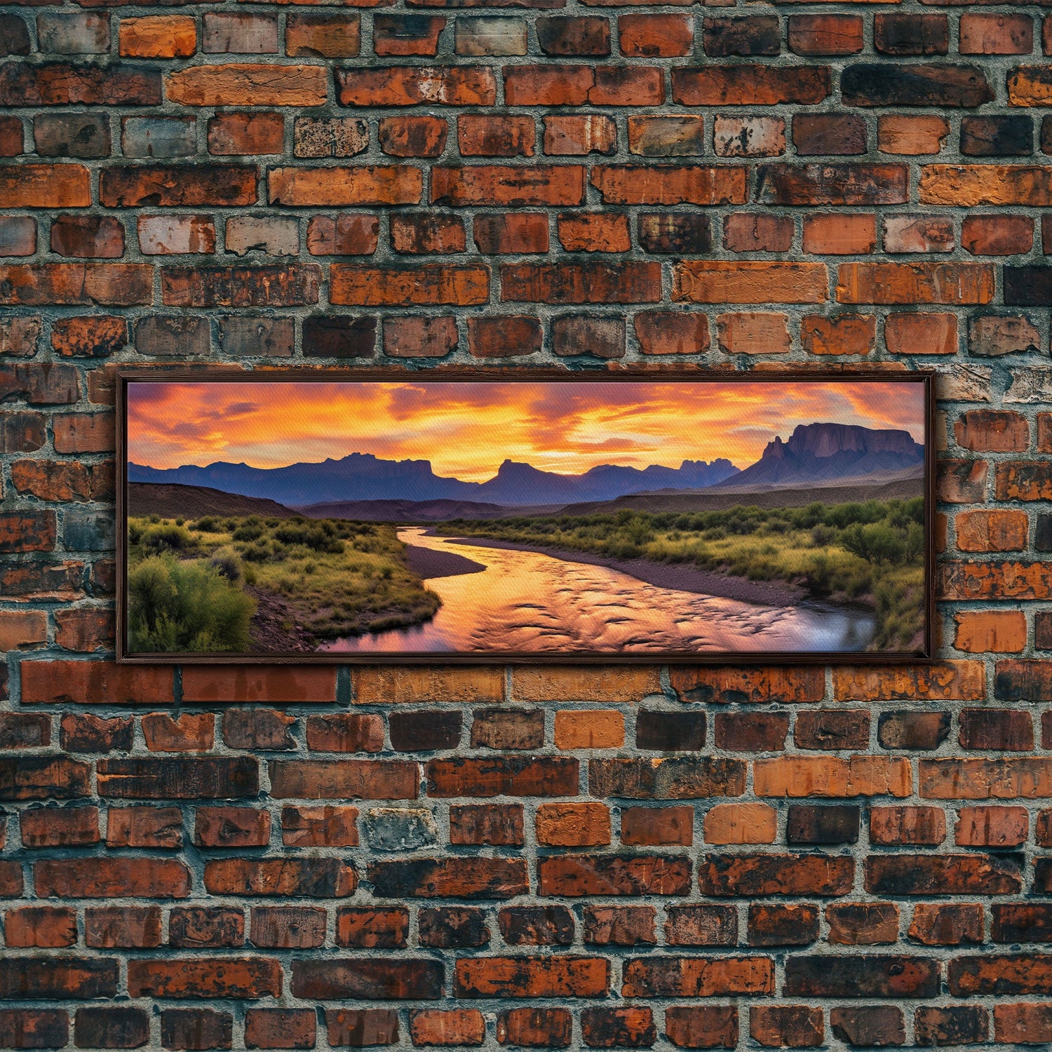 Photographic Panoramic of Big Bend Texas National Park, Sunset Photography, National Park Art, Framed Canvas Print, Landscape Photography