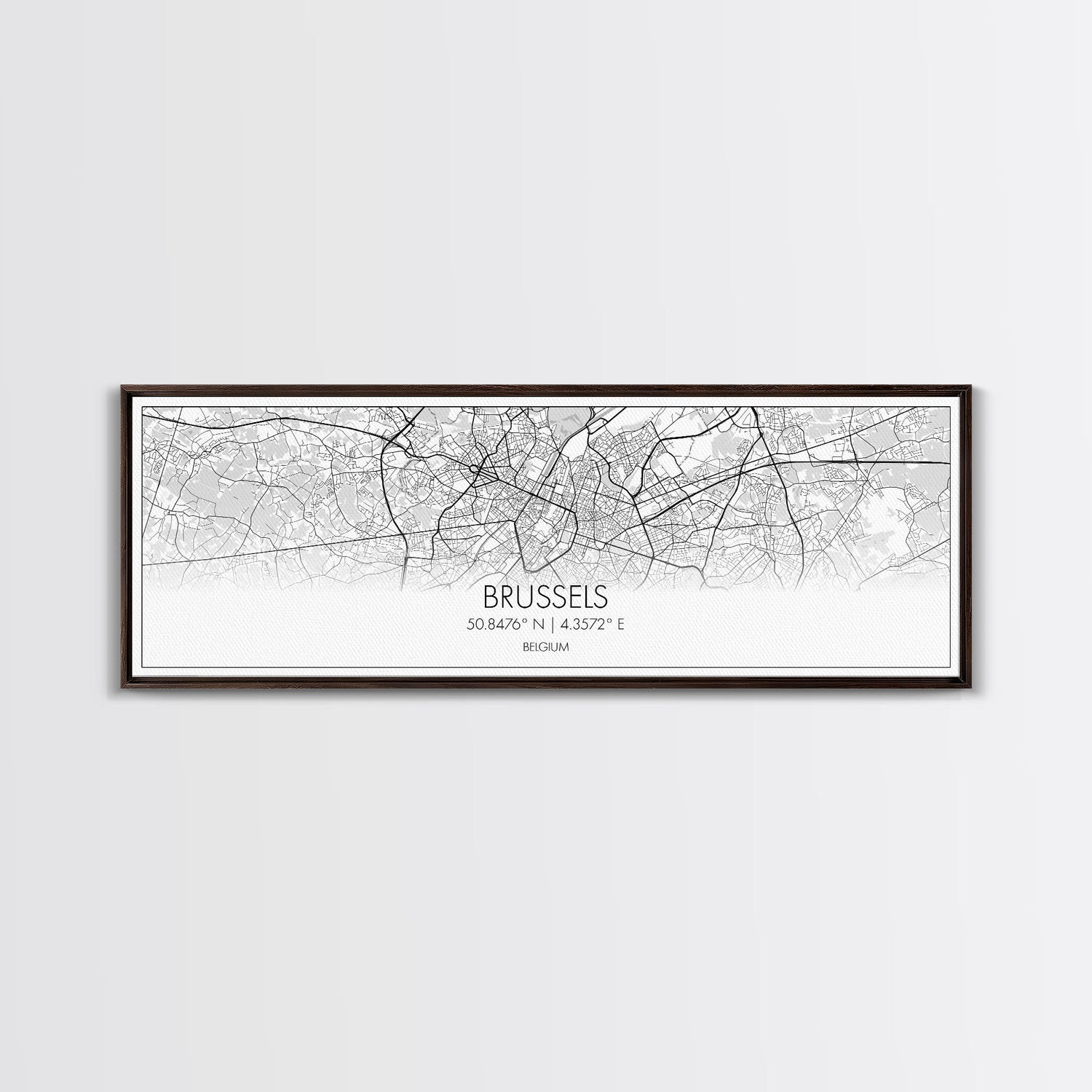 Panoramic Brussels City Map, Belgium Art, Map Print, Minimalist Wall Art, Canvas Art, Housewarming Gift, Street Map Art, Closing Gift