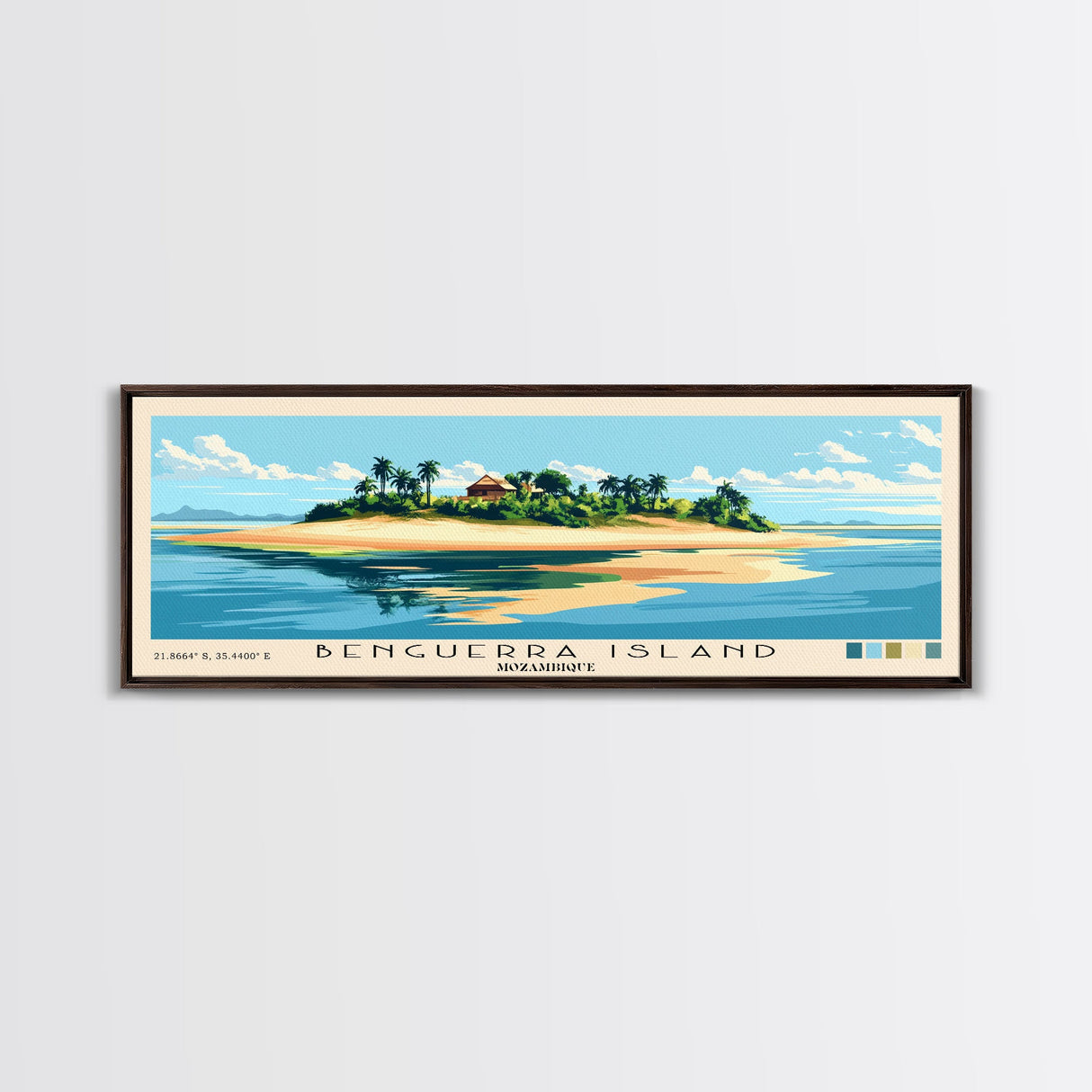 Benguerra Island, Mozambique Panoramic Print, Vacation Gift, Mozambique Wall Art, Beach Painting, Beach Decor, Large Wall Art, Wood Frame Art
