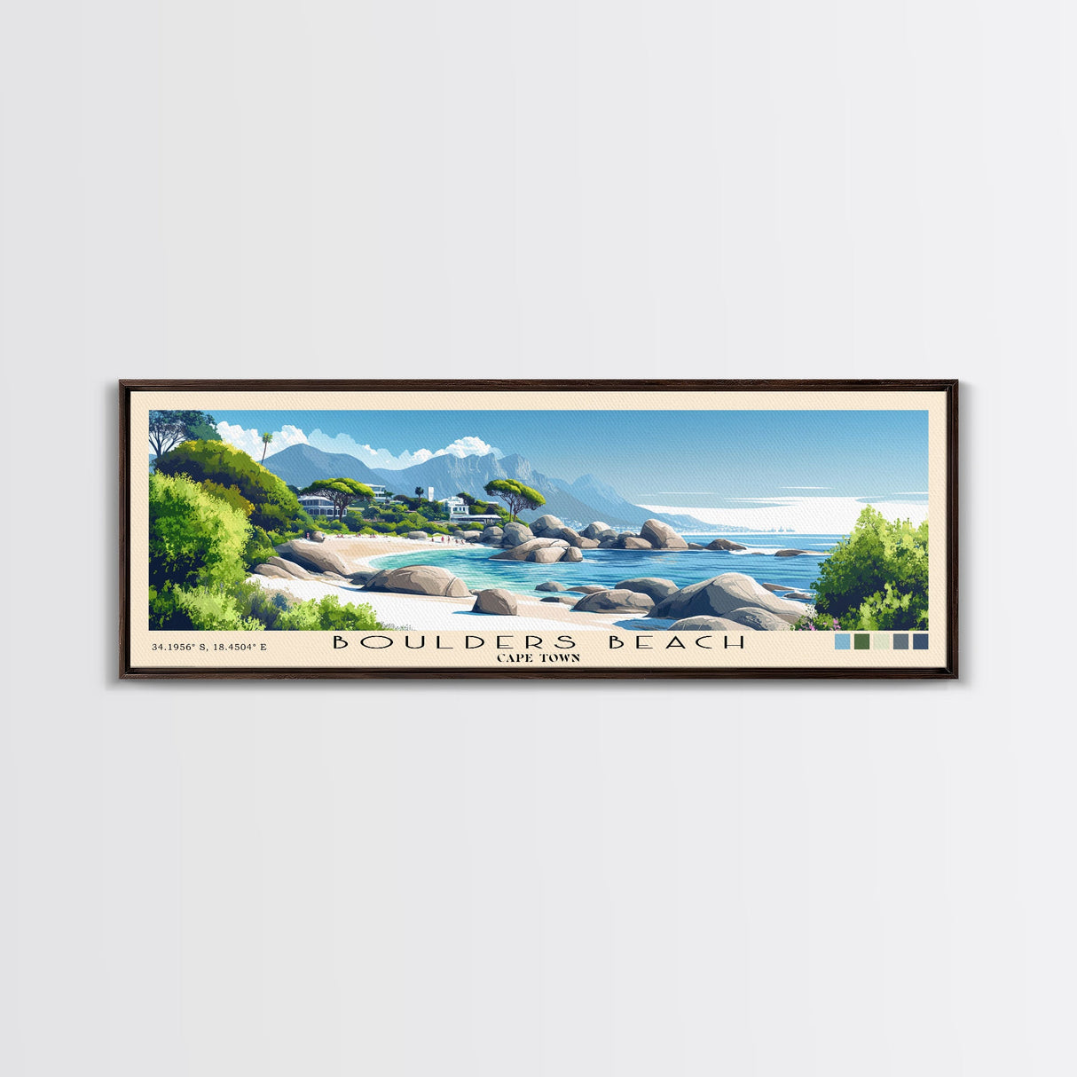 Boulders Beach, Cape Town Panoramic Print, Vacation Gift, Cape Town Wall Art, Vacation Wall Art, Vacatation Memories, Beach Decor, Beach Or Lakehouse Art