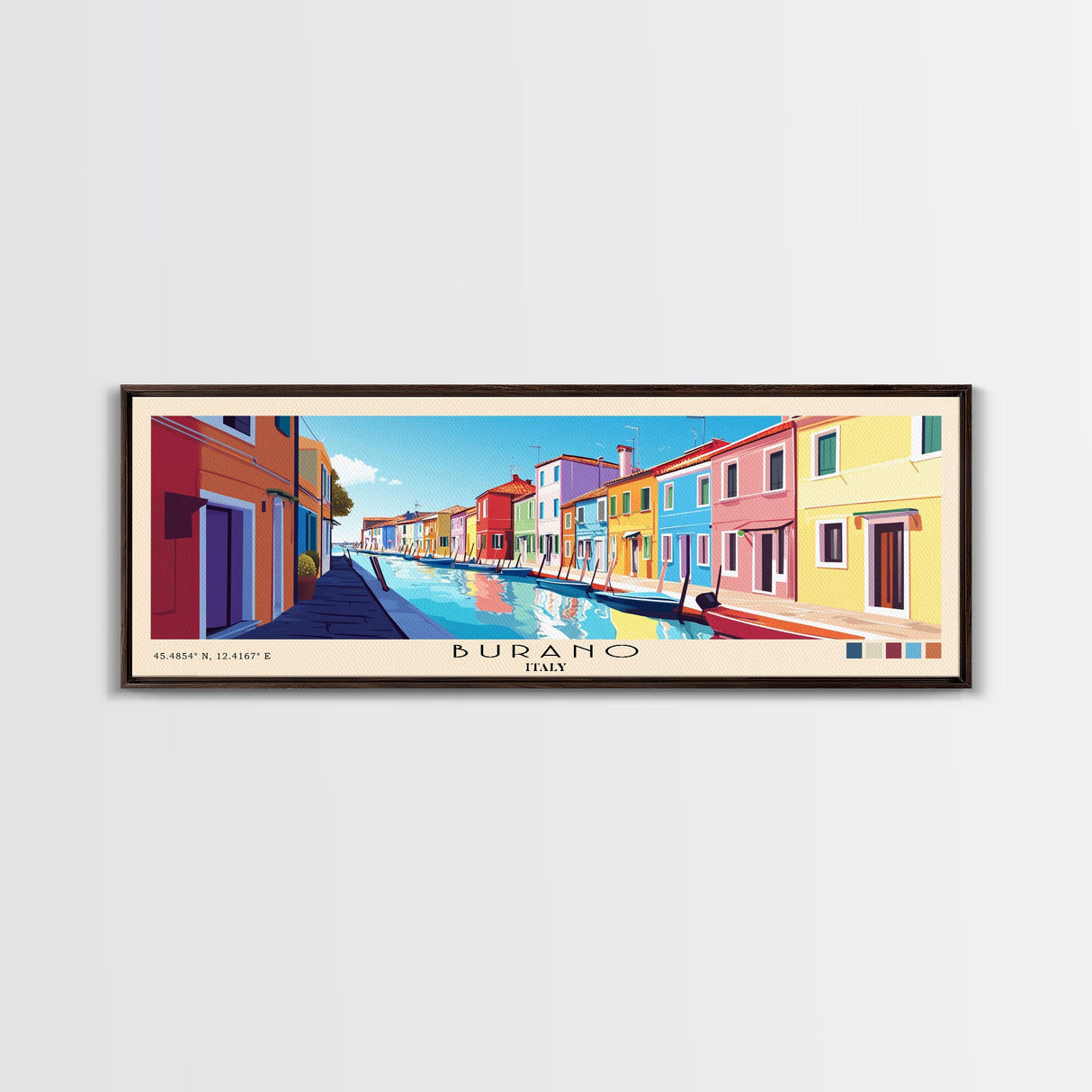 Burano, Italy Panoramic Print, Vacation Gift, Italy Wall Art, Beach Painting, Beach Decor, Beach Or Lakehouse Art