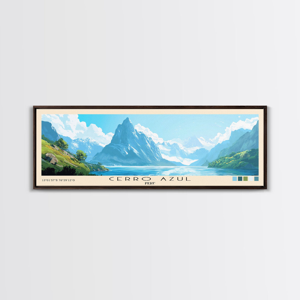 Cerro Azul, Peru Panoramic Print, Vacation Gift, Peru Wall Art, Beach Painting, Beach Decor, Large Wall Art, Wood Frame Art