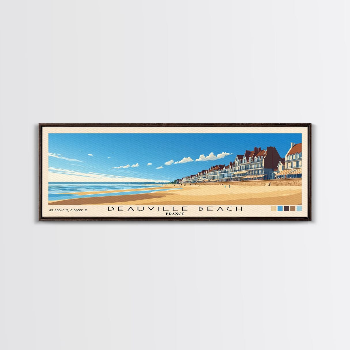 Deauville Beach, France Panoramic Print, Vacation Gift, France Wall Art, Vacation Wall Art, Vacatation Memories, Beach Decor, Beach Or Lakehouse Art