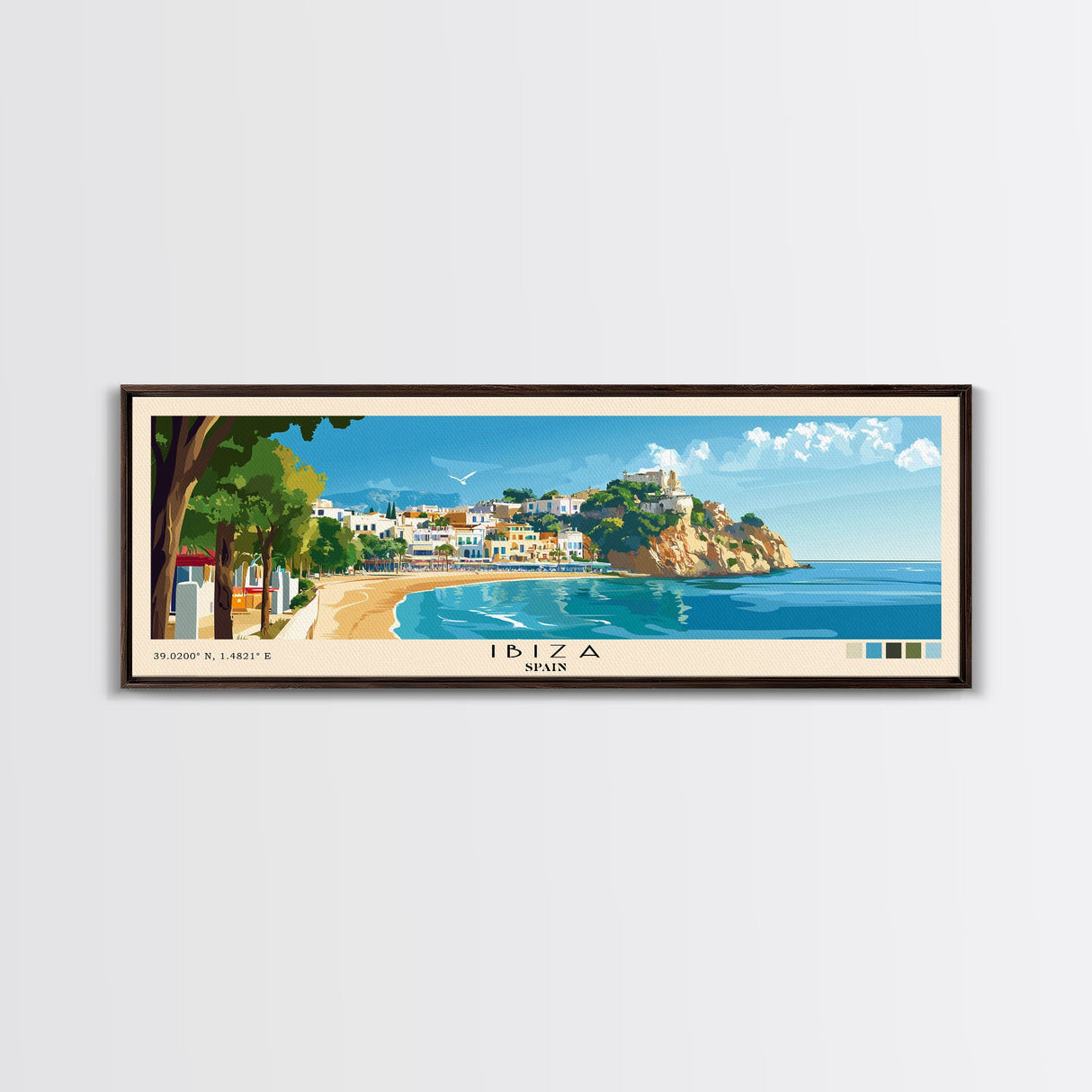 Ibiza, Spain Panoramic Print, Vacation Gift, Spain Wall Art, Vacation Wall Art, Vacatation Memories, Beach Decor, Beach Or Lakehouse Art