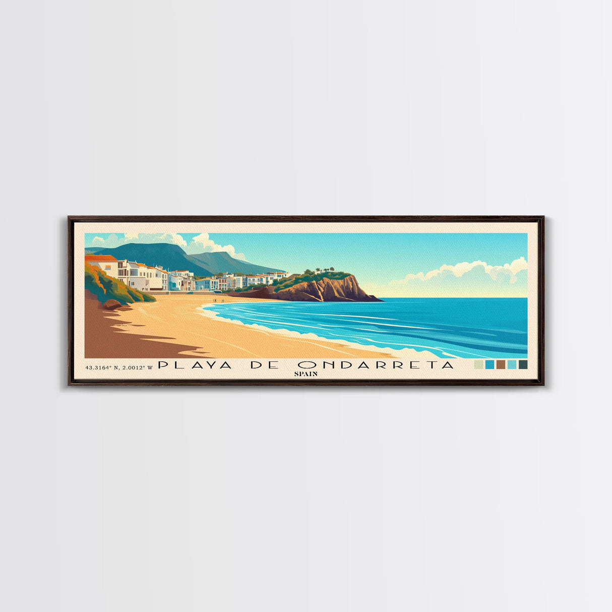Playa de Ondarreta, Spain Panoramic Print, Vacation Gift, Spain Wall Art, Vacation Wall Art, Vacatation Memories, Beach Decor, Beach Or Lakehouse Art