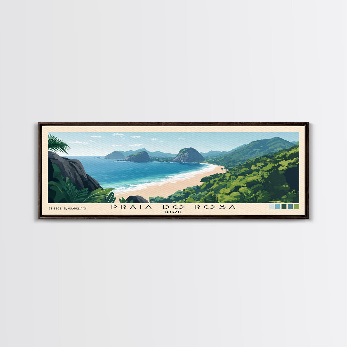 Praia do Rosa, Brazil Panoramic Print, Vacation Gift, Brazil Wall Art, Beach Painting, Beach Decor, Beach Or Lakehouse Art