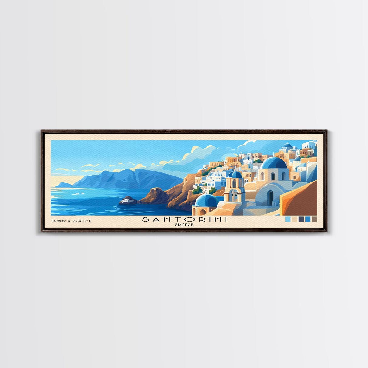 Santorini, Greece Panoramic Print, Vacation Gift, Greece Wall Art, Vacation Wall Art, Vacatation Memories, Beach Decor, Beach Or Lakehouse Art