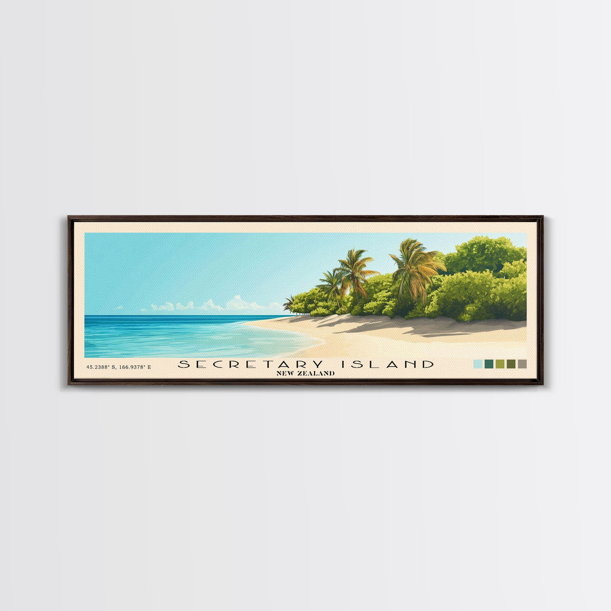 Secretary Island, New Zealand Panoramic Beach Print, Vacation Gift, New Zealand Wall Art, Beach Painting, Beach Decor, Beach Painting