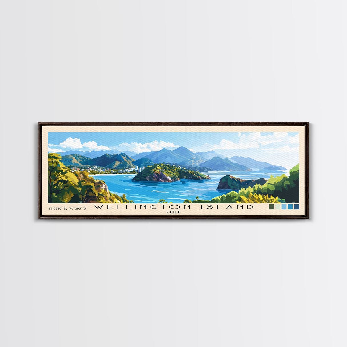 Wellington Island, Chile Panoramic Print, Vacation Gift, Chile Wall Art, Vacation Wall Art, Vacatation Memories, Beach Decor, Beach Or Lakehouse Art