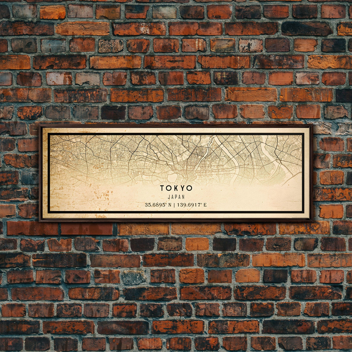 Tokyo Japan Panoramic map print poster or framed canvas, Tokyo map print poster canvas, Japan city map print canvas, Vintage Travel Art